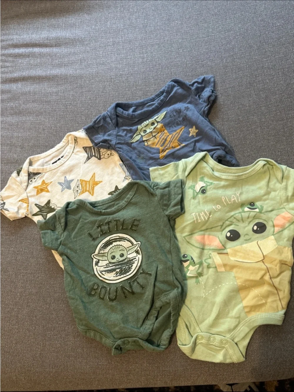 Star Wars Baby Yoda One-Piece Bodysuits Set - Green, Dark Green, Blue, Cream